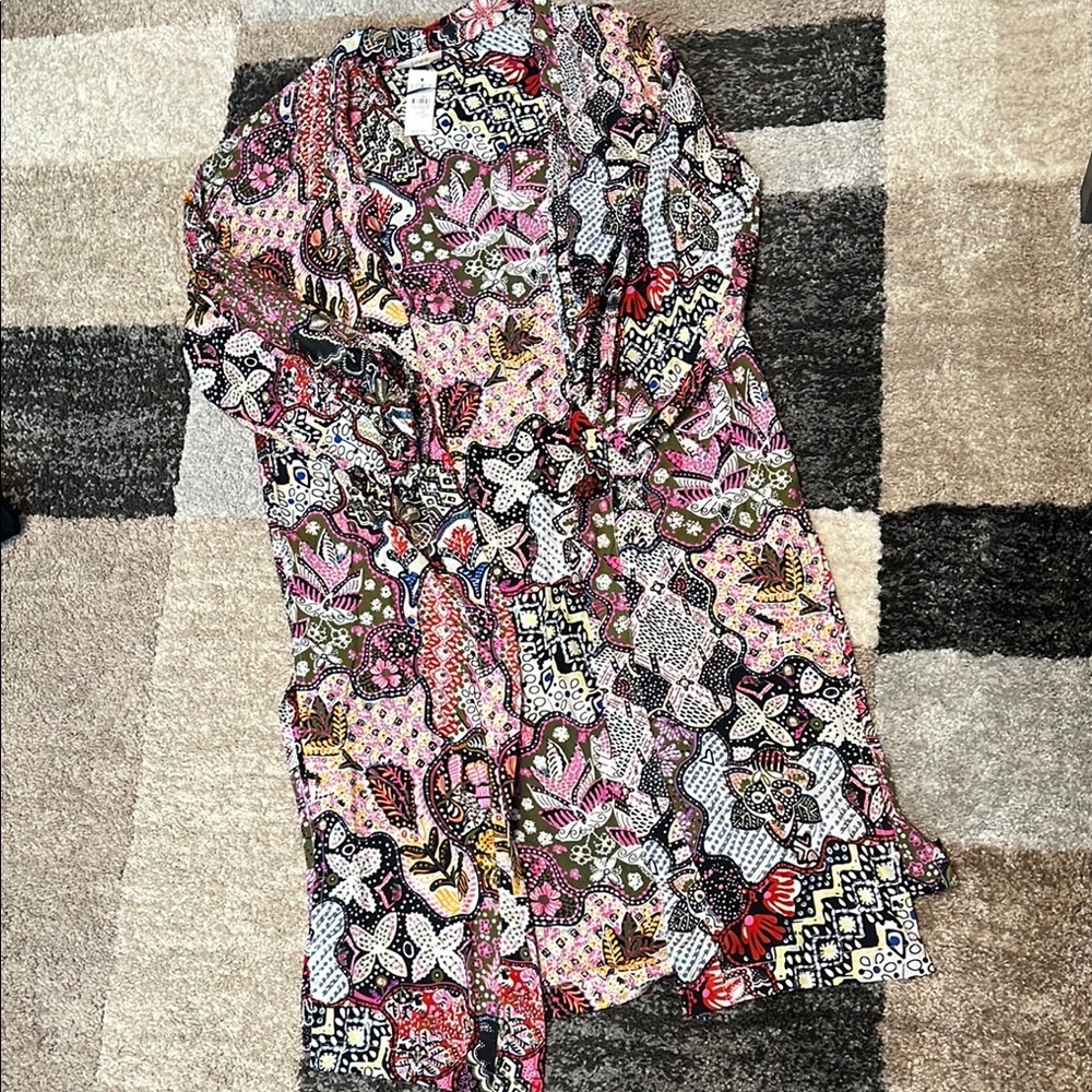 LOFT floral duster long cardigan, size XS/S NWT!